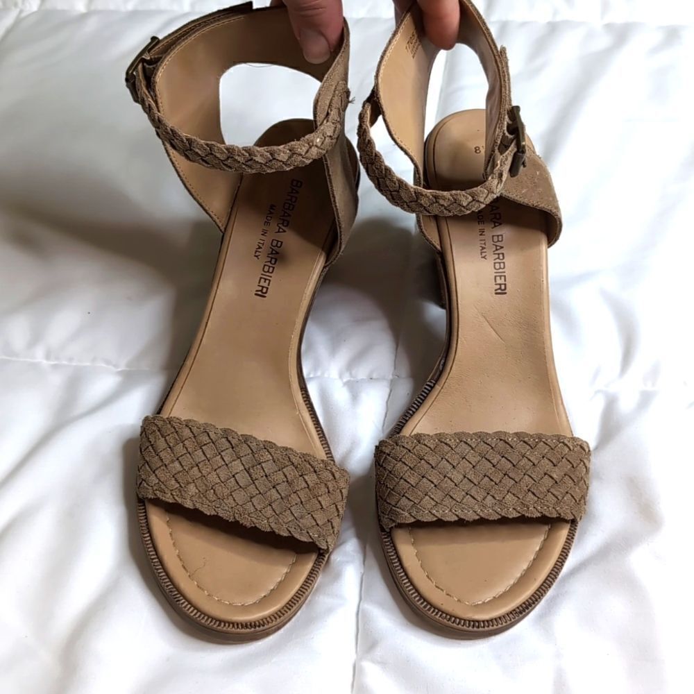 Barbara Barbieri Women's 8.5 Tan Leather Heeled Sandal